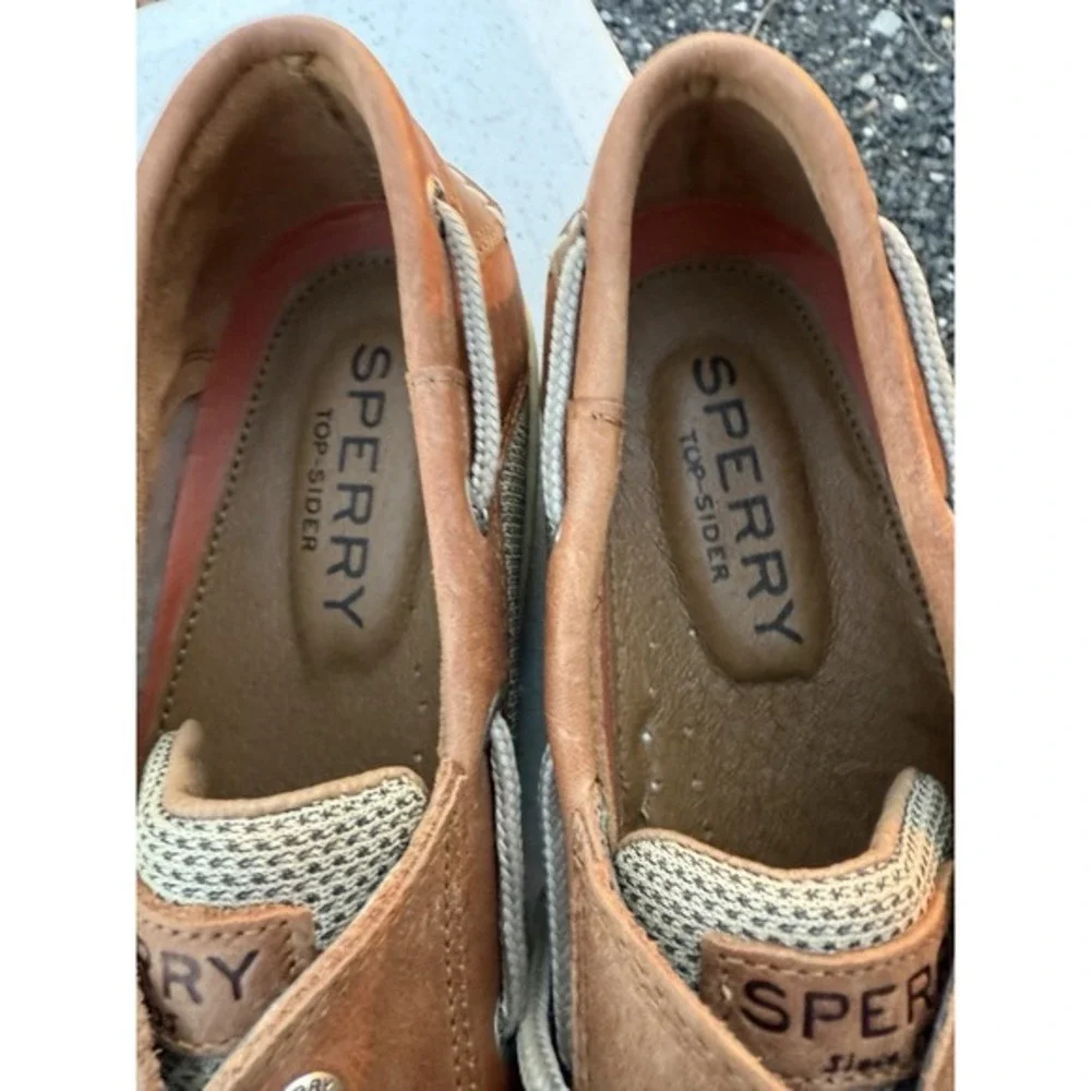 Mens Sperry Top Sider Loafer Boat Shoes‎ Sz 10 Tan Leather